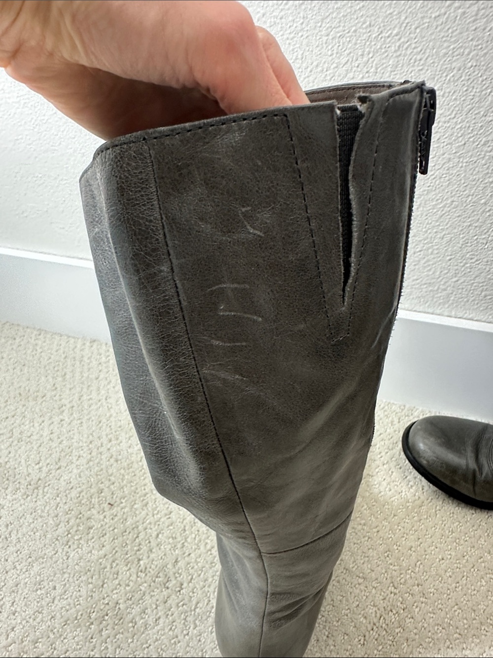 Miz Mooz Bloom Bobbie-Style Leather Wedge Button Boots Gray 8M - Picture 16 of 16